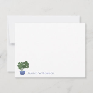 Tarjeta Pequeña Nombre personalizado minimalista de la planta azul