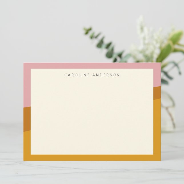 Tarjeta Pequeña Nombre personalizado moderno del borde rosa de la  (Anverso de pie)