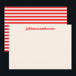 Tarjeta Pequeña Nombre Personalizado Moderno Rojo Brillante con Ra<br><div class="desc">Tarjeta de Nota de Papelería Personalizada con Rayas Rojas Brillantes Moderna y Divertida</div>