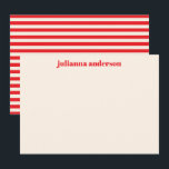 Tarjeta Pequeña Nombre Personalizado Moderno Rojo Brillante con Ra<br><div class="desc">Tarjeta de Nota de Papelería Personalizada con Rayas Rojas Brillantes Moderna y Divertida</div>