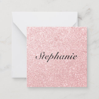 Tarjeta Pequeña Nombre personalizado Purpurina rosa estilo de dest