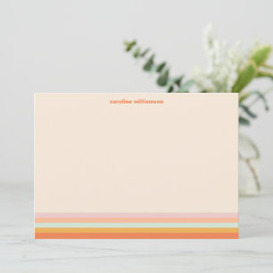 Tarjeta Pequeña Nombre Personalizado Rayas Coloridas Retro Pastel