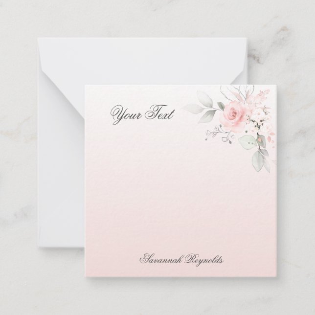 Tarjeta Pequeña Nombre personalizado ROSAS PINK FLORAL Notepad (Anverso)