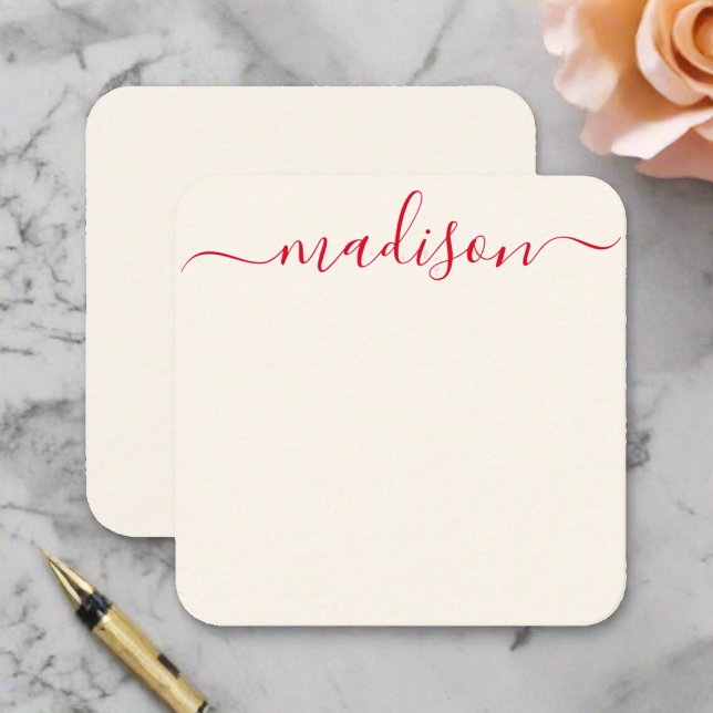 Tarjeta Pequeña Nombre personalizado tipografía roja femenina (Subido por el creador)