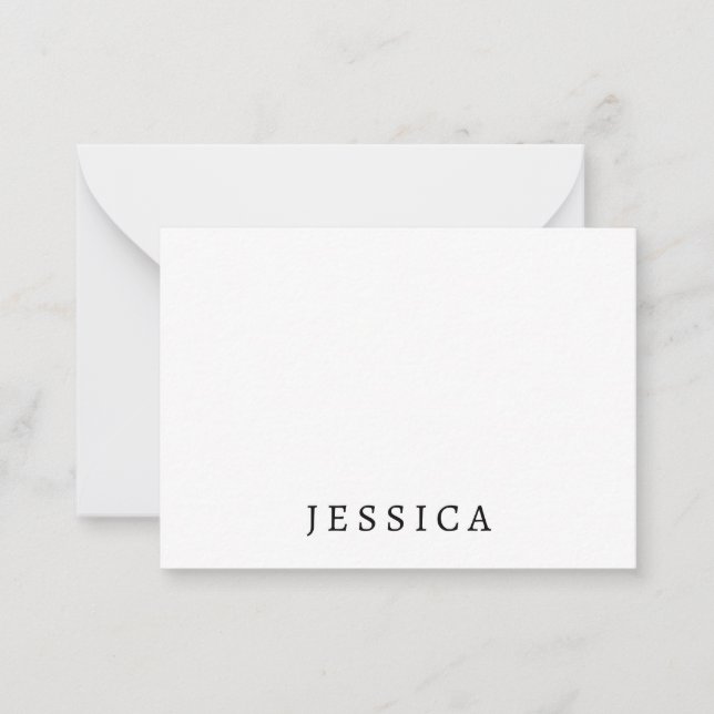 Tarjeta Pequeña Nombre profesional clásico único blanco negro (Anverso)