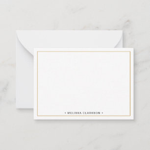 Tarjeta Pequeña Nombre simple de borde Minimalista negro y dorado