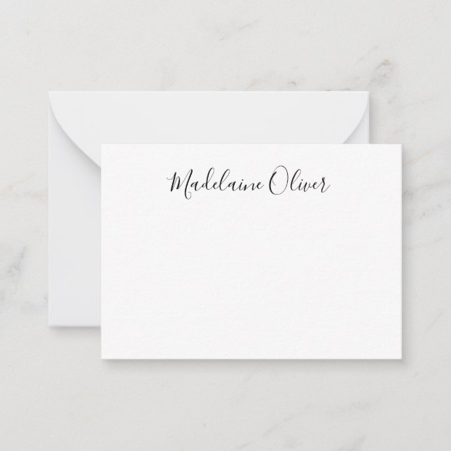 Tarjeta Pequeña Nombre simple y elegante negro y blanco (Anverso)