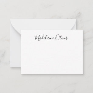 Tarjeta Pequeña Nombre simple y elegante negro y blanco