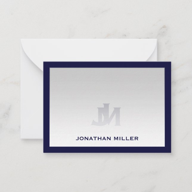 Tarjeta Pequeña Nombre tipográfico blanco de la marina simple (Anverso)