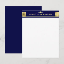 Tarjeta Pequeña Nombre Único De La Marina Minimalista: Azul Y Oro