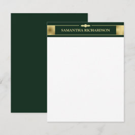 Tarjeta Pequeña Nombre Único Minimalista Verde Esmeralda Y Oro