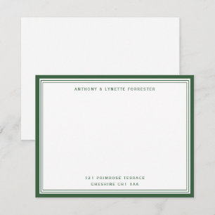 Tarjeta Pequeña Nombre y dirección del borde verde oscuro moderno
