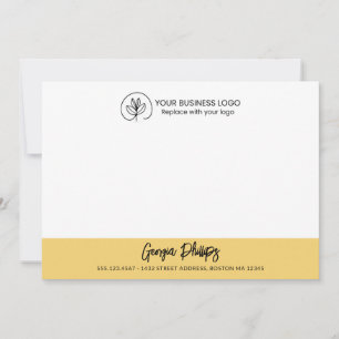 Tarjeta Pequeña Nombre y logotipo amarillo suave básico moderno