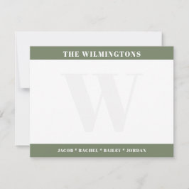 Tarjeta Pequeña Nombres de familia con monograma moderno Papelería