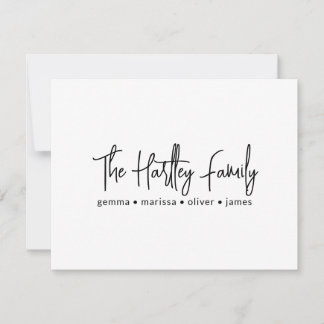 Tarjeta Pequeña Nombres de familia de escritura manuscrita