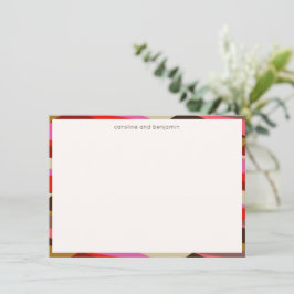 Tarjeta Pequeña Nombres de Pareja Borde Geométrico Rosa Dorado Mod