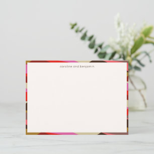 Tarjeta Pequeña Nombres de Pareja Borde Geométrico Rosa Dorado Mod