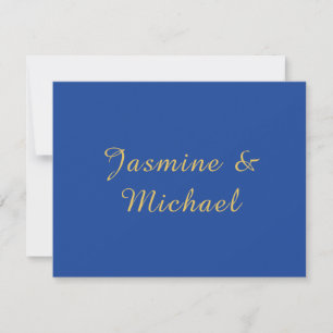 Tarjeta Pequeña Nombres de Pareja Lovely Chic Caligrafía Azul y Do