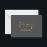 Tarjeta Pequeña Nombres de Pareja Lovely Chic Caligrafía Gris y Do<br><div class="desc">Puedes Cambiar Fácilmente las Fuentes,  la Imagen de Fondo y el Color,  los Caracteres de las Letras.</div>