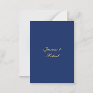 Tarjeta Pequeña Nombres de Parejas de Caligrafía Chic Lovely Azul 