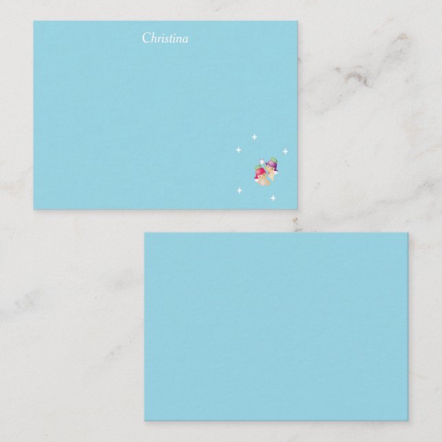 Tarjeta Pequeña Nombres personalizados ángeles lindos en azul (Anverso / Reverso)
