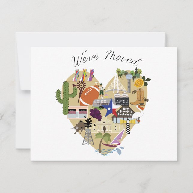 Tarjeta Pequeña Nos hemos mudado a Dallas Texas Postcard (Anverso)