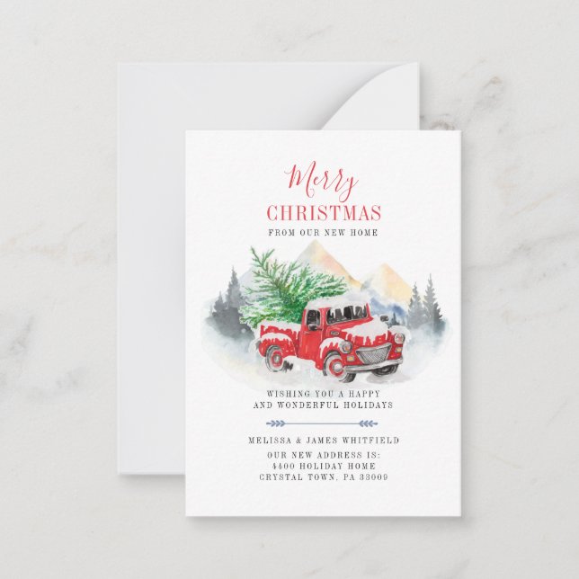 Tarjeta Pequeña Nos Mudamos Cambio de Dirección en Navidad Mudanza (Anverso)