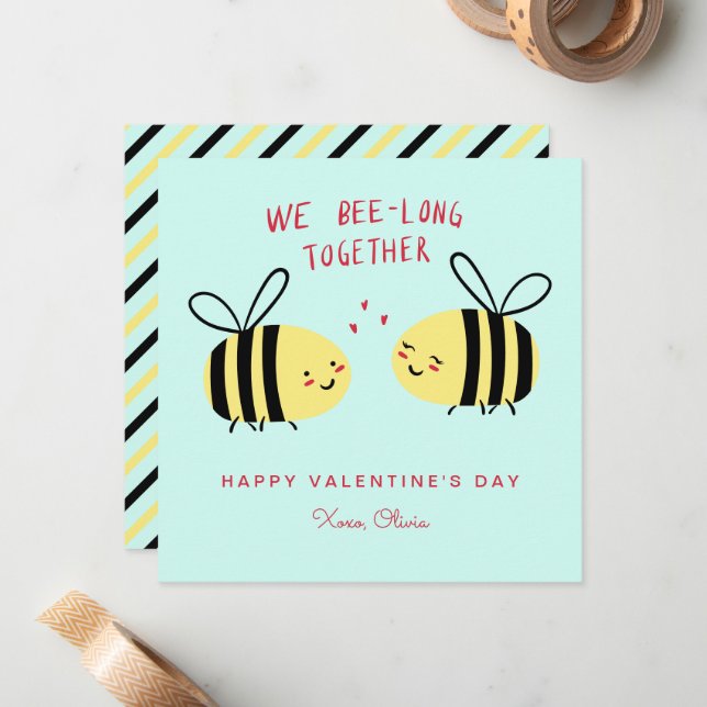 Tarjeta Pequeña Nosotros Abeja-tenecemos Juntos Niños Lindos Día d (Anverso/Reverso In Situ)