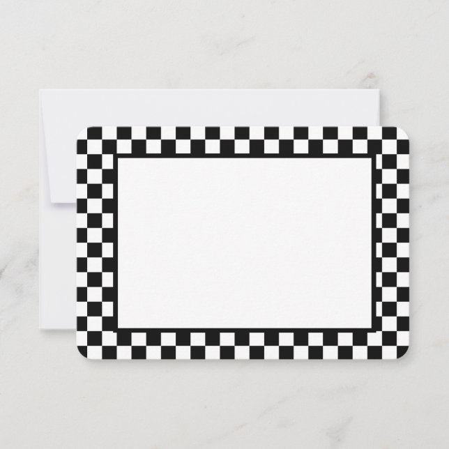 Tarjeta Pequeña Note Card-Black & White Checkers (Anverso)