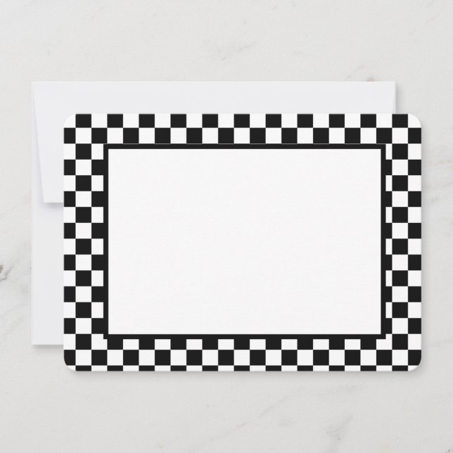 Tarjeta Pequeña Note Card-Black & White Checkers (Anverso)