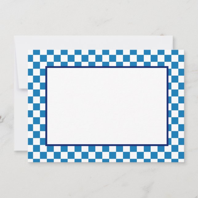 Tarjeta Pequeña Note Card-Blue & White Checkers (Anverso)