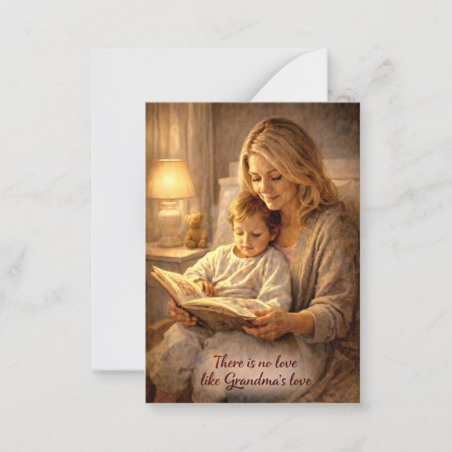 Tarjeta Pequeña Note Card Grandma Reading To Child  (Anverso)