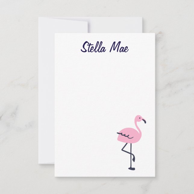 Tarjeta Pequeña Notecard de flamingo rosa lindo personalizado (Anverso)