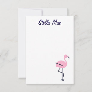 Tarjeta Pequeña Notecard de flamingo rosa lindo personalizado