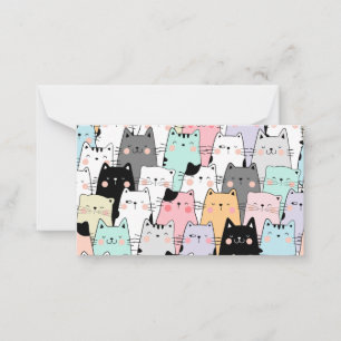 Tarjeta Pequeña Notecard en blanco con gatos
