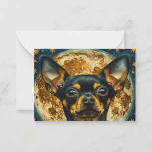 Tarjeta Pequeña Notecard, perro de cachorro chihuahua negro