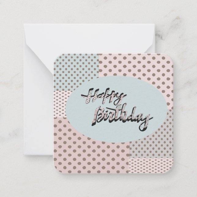 Tarjeta Pequeña Notecard Polka Dot Birthday (Anverso)