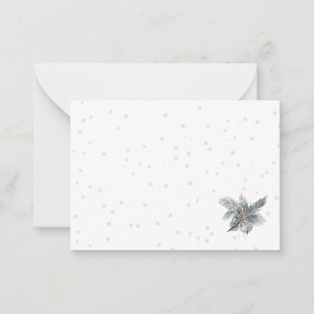 Tarjeta Pequeña Notecards de la Pinecone de Invierno (Anverso)