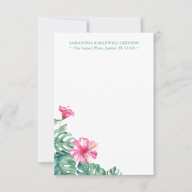 Tarjeta Pequeña Notecards, Personalizado de flores tropicales hibi (Anverso)