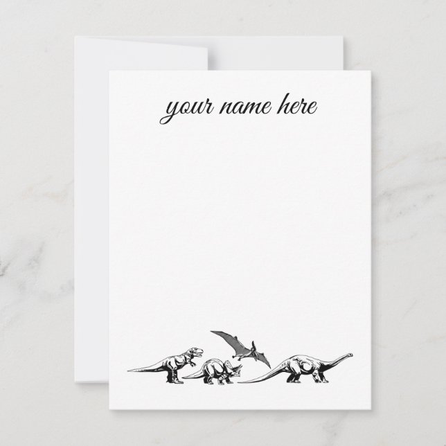 Tarjeta Pequeña Notecas de dinosaurios personalizadas para niños (Anverso)