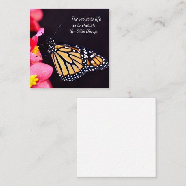 Tarjeta Pequeña Notecas de mariposa monarca (Anverso / Reverso)