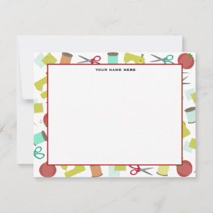 Tarjeta Pequeña Notecnologías planas temáticas de coser retro