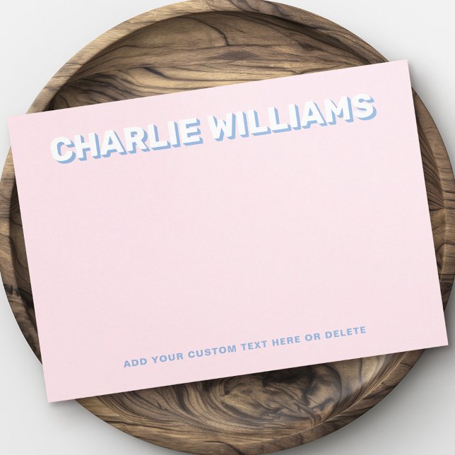 Tarjeta Pequeña Novedades modernas en blanco y negro rosa claro (Modern light pink flat blank notecards)