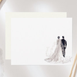Tarjeta Pequeña Novia y Novio de Boda Elegante