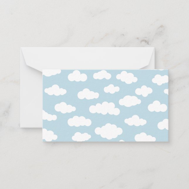 Tarjeta Pequeña Nubes Pastel Bebé Estético Azul Y Blanco (Anverso)