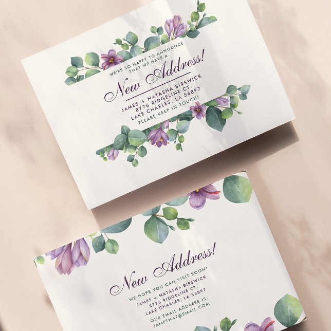 Tarjeta Pequeña Nueva dirección que hemos movido el eucalipto botá (Change of Address Update Eucalyptus Moving Announcement)