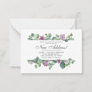 Tarjeta Pequeña Nueva dirección que hemos movido eucalipto botánic