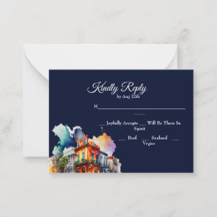 Tarjeta Pequeña Nueva Orleans Nola Louisiana - Acuarela RSVP