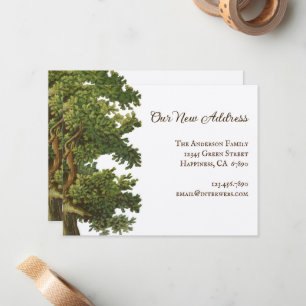 Tarjeta Pequeña Nuevo árbol de roble vintage editable nueva tarjet