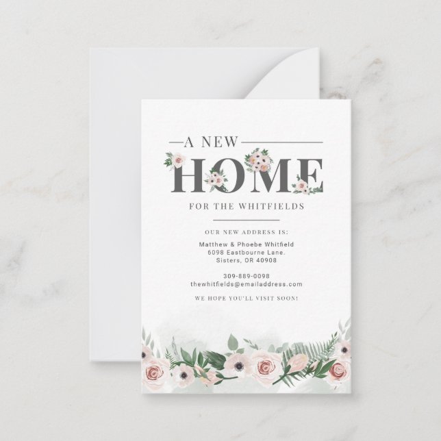 Tarjeta Pequeña Nuevo cambio de dirección de floral en el hogar (Anverso)